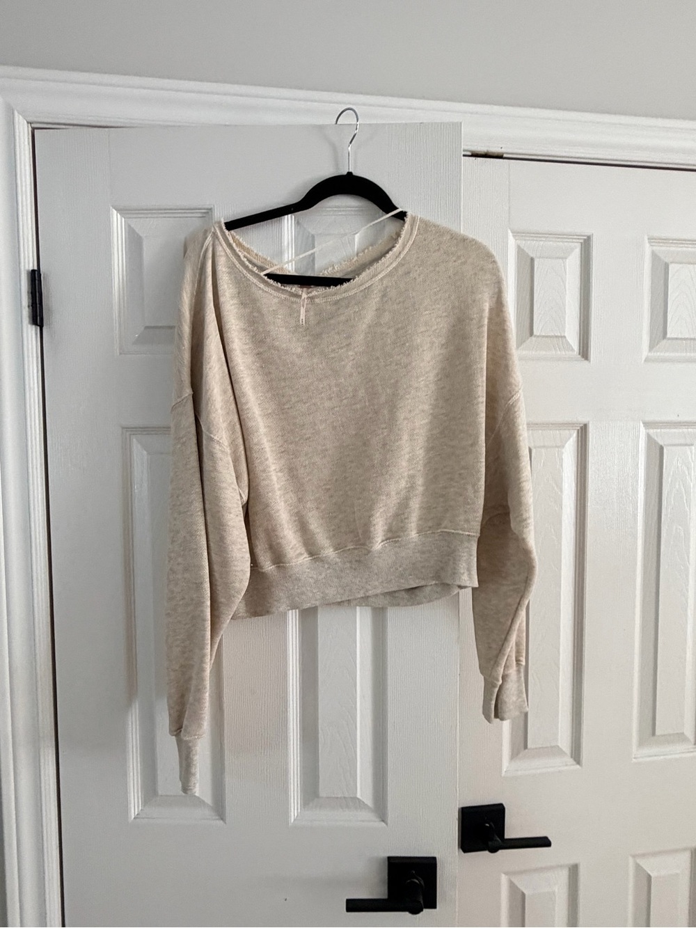 Free People Cropped Lightweight Crewneck Sweatshirt - Beige